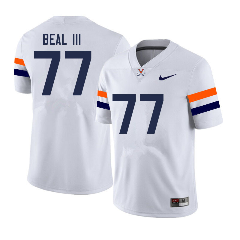 Men #77 Nathaniel Beal III Virginia Cavaliers College Football Jerseys Sale-White